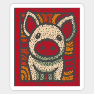 Decorative Pig Tile | Farm Animal Folk Art Sticker